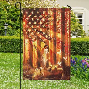Jesus And Lamb - Garden Flag