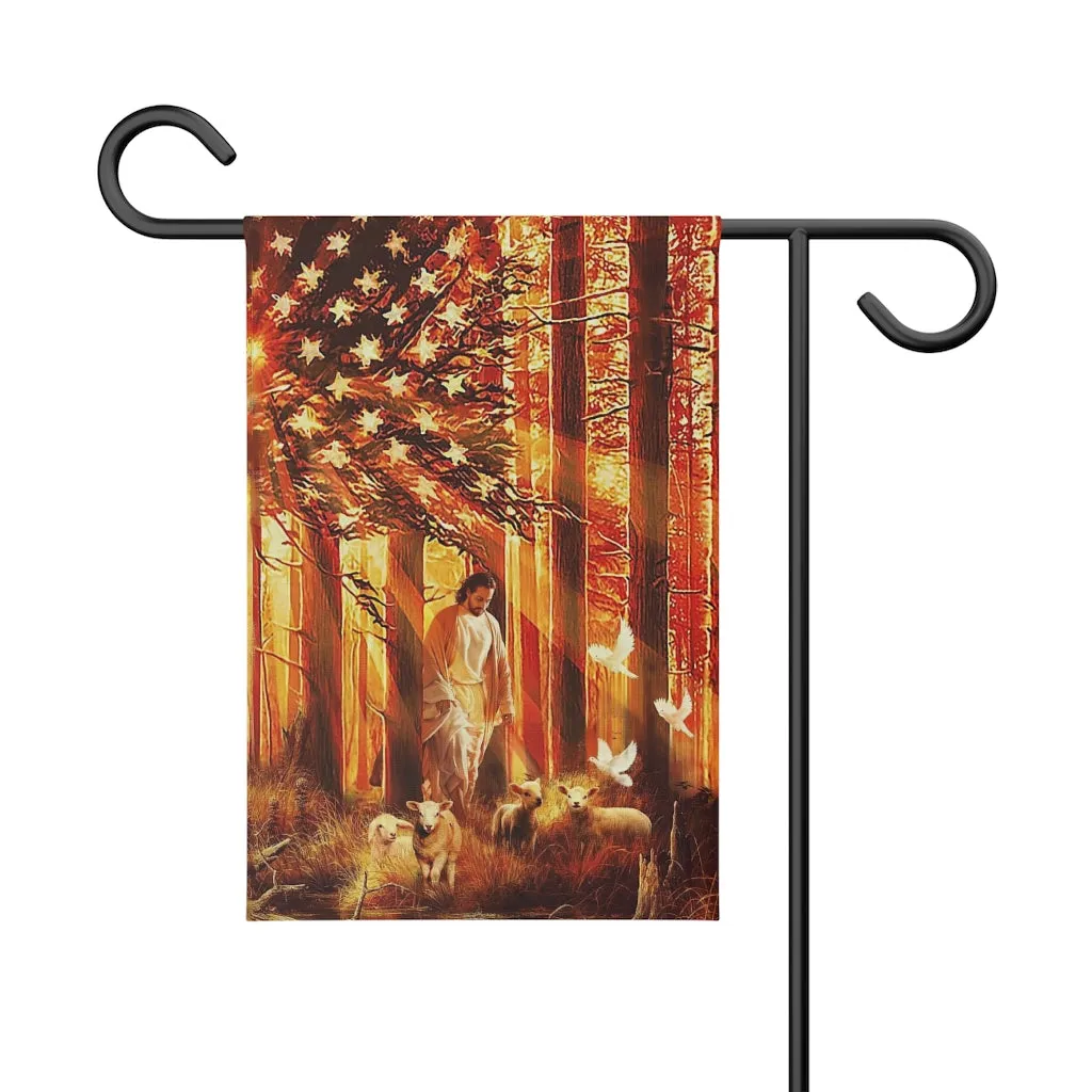 Jesus And Lamb - Garden Flag