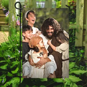 Jesus Smiling With Children Flag - Christian's Flag - Garden Decor - Garden Flag - Decorative Flags - Welcome Garden Flags - Ciaocustom