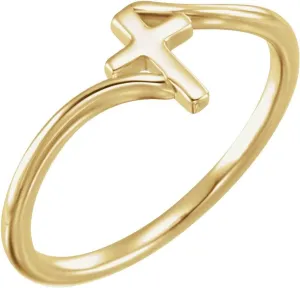 JewelryWeb 14k Yellow Gold Polished Religious Faith Cross Bypass Ring Size 6.5 Band Style-Ring for Women