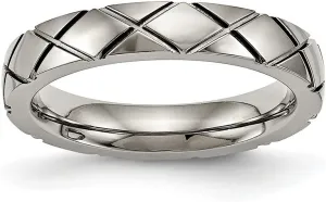 JewelryWeb 4mm Titanium Polished Criss Religious Faith Cross Grooved Ring Size 6.5 Band Style-Ring for Women
