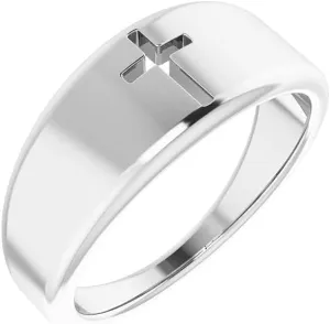 JewelryWeb 925 Sterling Silver Polished Pierced Religious Faith Cross Ring Size 7 Band Style-Ring for Women
