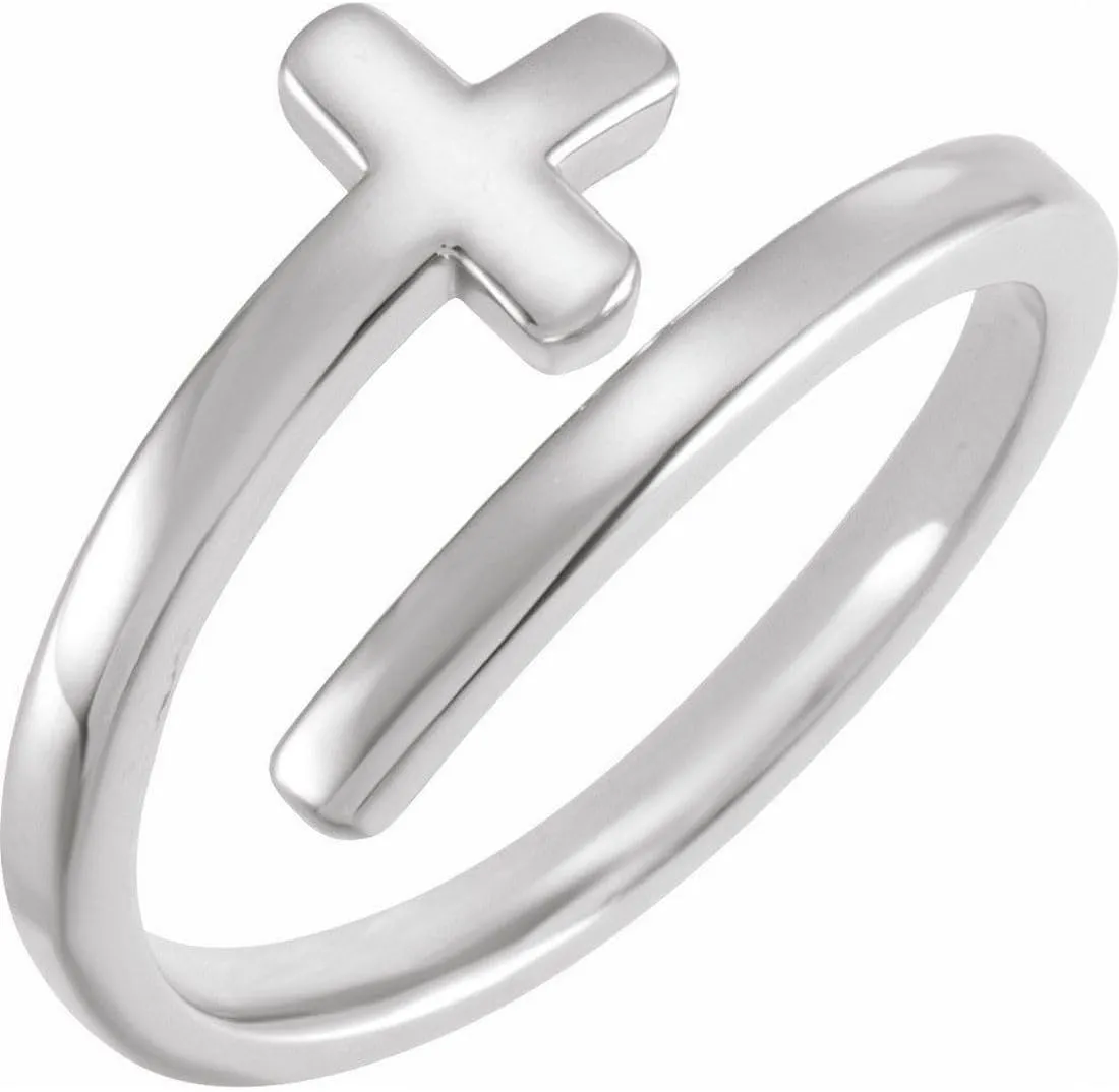 JewelryWeb 925 Sterling Silver Polished Sideways Religious Faith Cross Ring Size 7 Band Style-Ring for Women