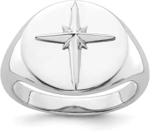 JewelryWeb 925 Sterling Silver Rhodium Plated Polished Religious Faith Cross Ring Band Style-Ring for Women