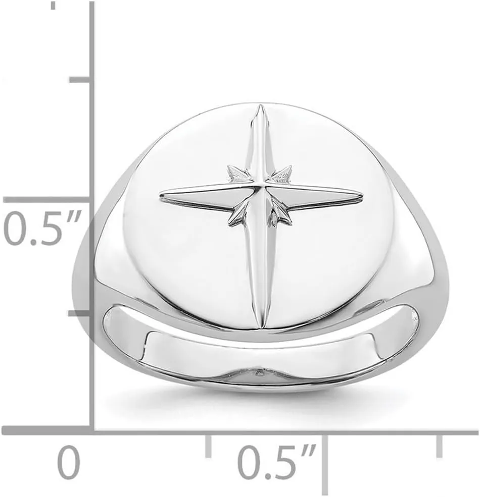 JewelryWeb 925 Sterling Silver Rhodium Plated Polished Religious Faith Cross Ring Band Style-Ring for Women