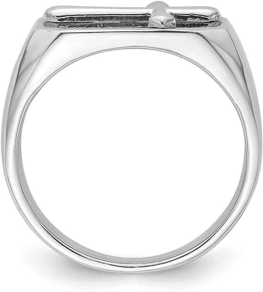 JewelryWeb 925 Sterling Silver Rhodium Plated Polished Religious Faith Cross Ring Band Style-Ring for Women