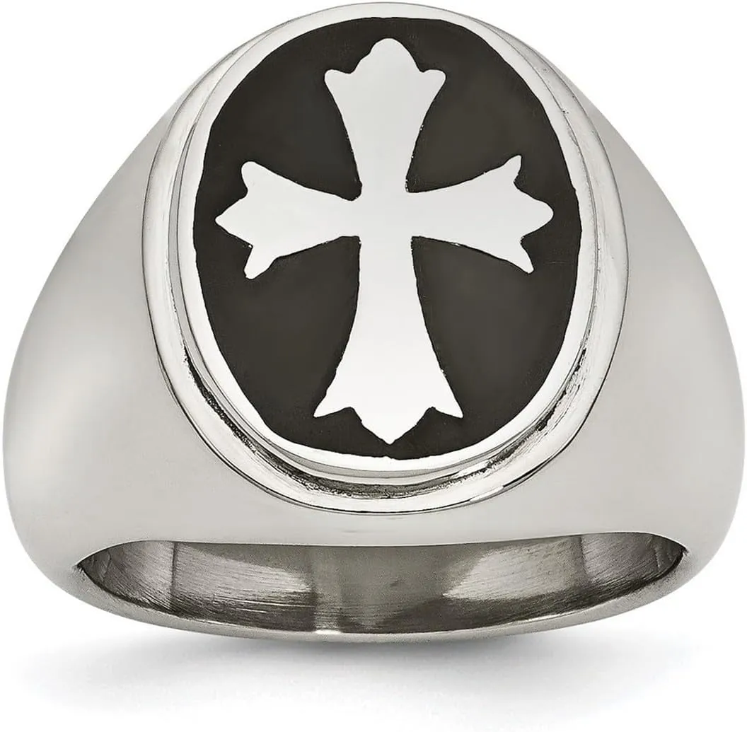JewelryWeb Stainless Steel Enameled Religious Faith Cross Polished Ring Size 9 Band Style-Ring for Women