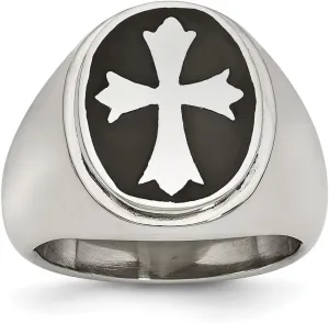 JewelryWeb Stainless Steel Enameled Religious Faith Cross Polished Ring Size 9 Band Style-Ring for Women