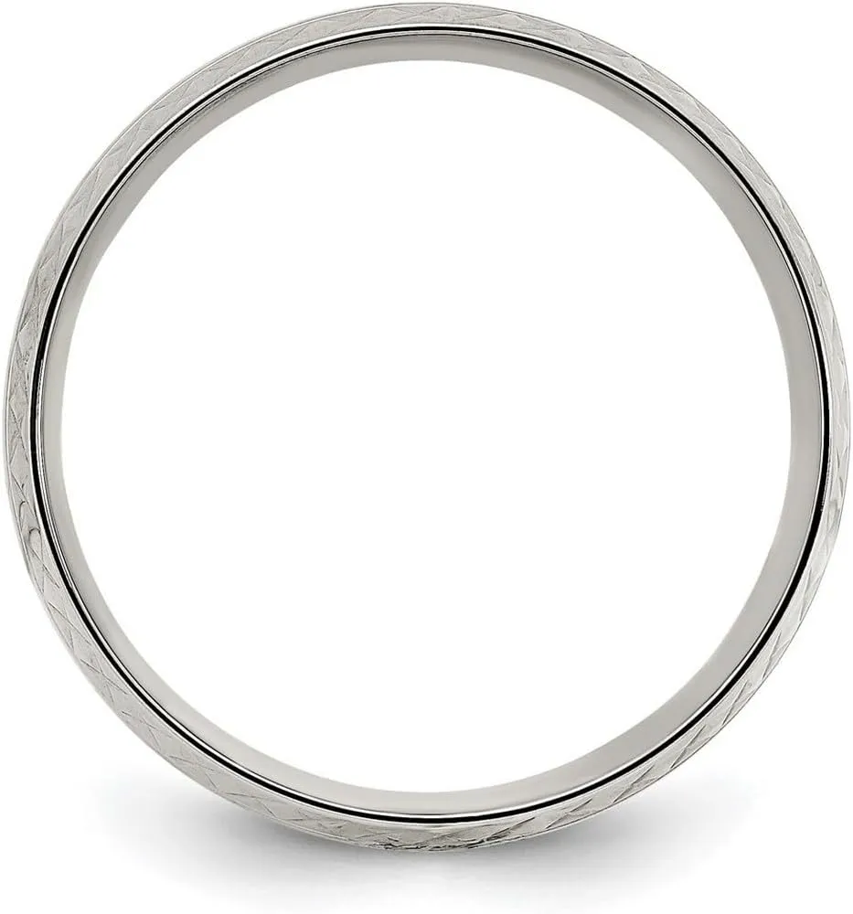 JewelryWeb Titanium Polished Grooved Criss Religious Faith Cross Design 7mm Band0-Band Style Ring for Women and Men