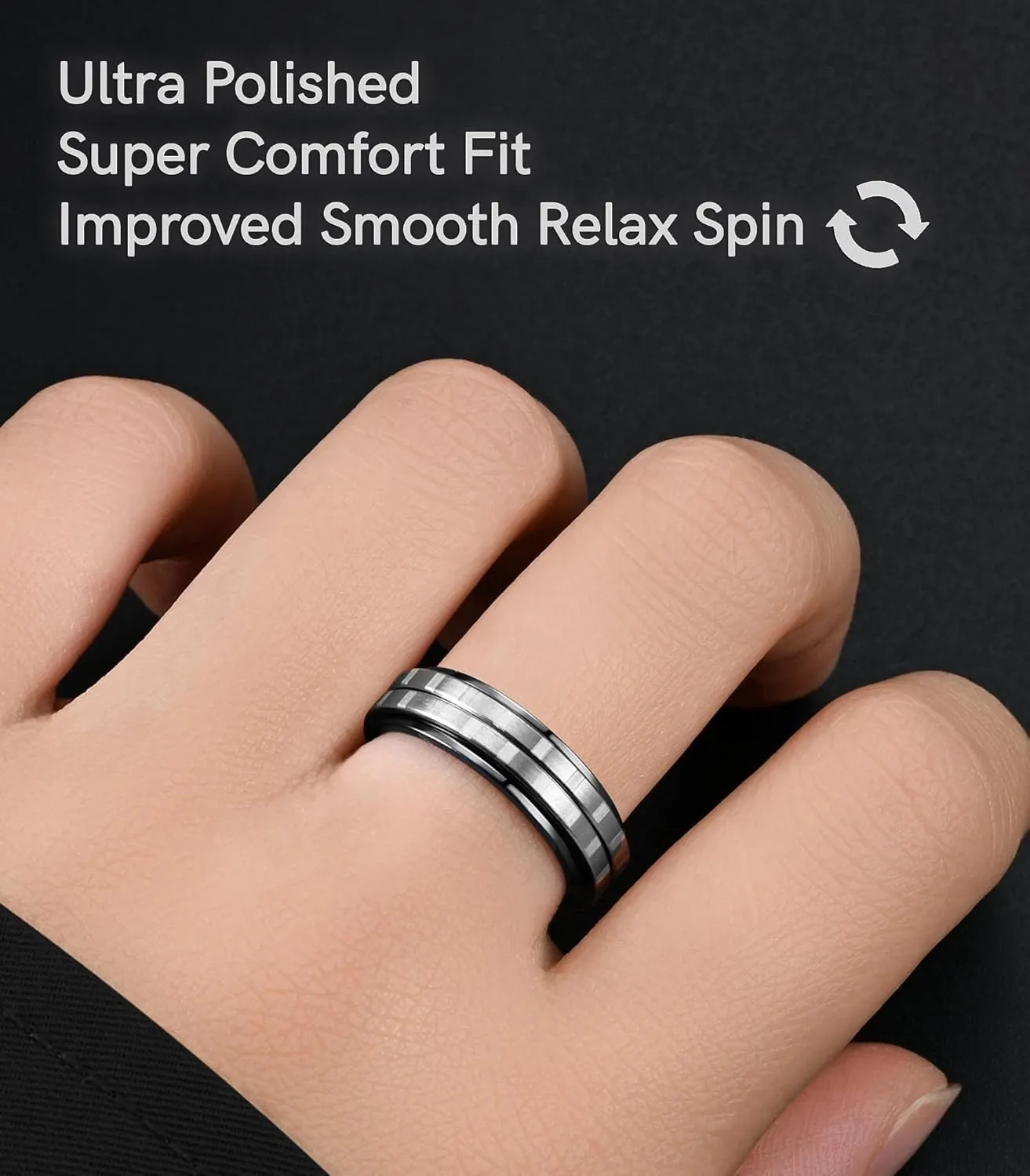 King Ring 6mm Slim Spinner Rings  Ultra Polished Fidget Rings for Men & Women  Designed in USA