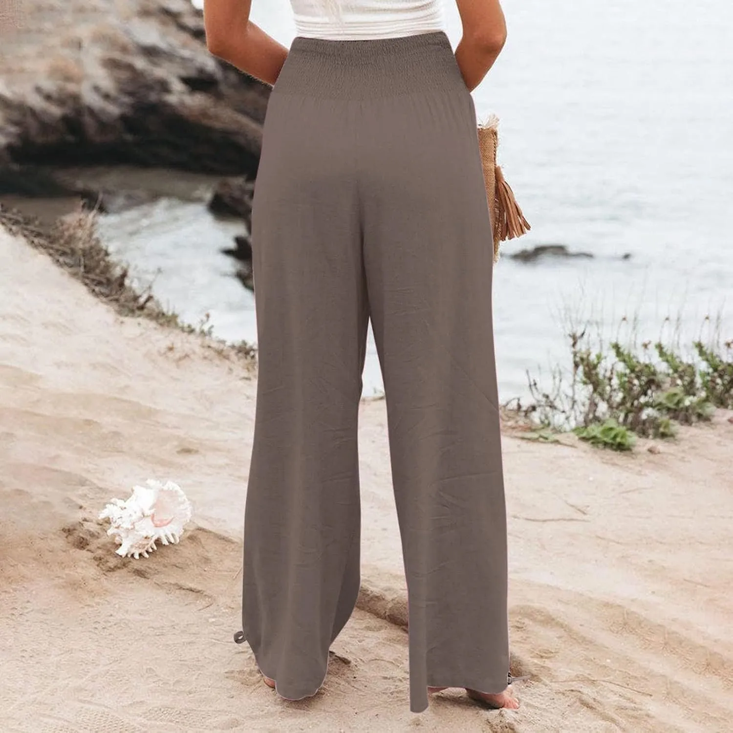 LCMTWX Womens Summer Clothes Color Wide Women Loose High Waist Pants Women's Casual Pants Womens Wide Leg Pants Cotton