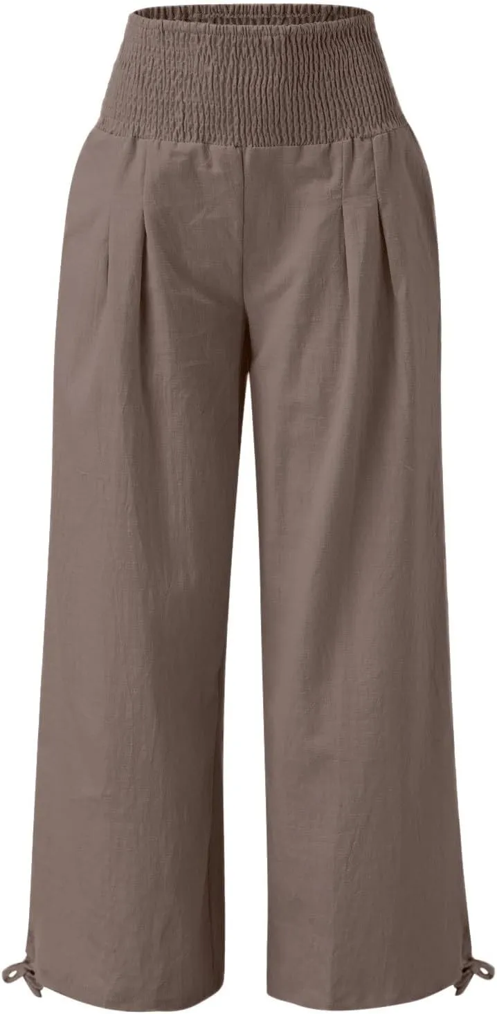 LCMTWX Womens Summer Clothes Color Wide Women Loose High Waist Pants Women's Casual Pants Womens Wide Leg Pants Cotton