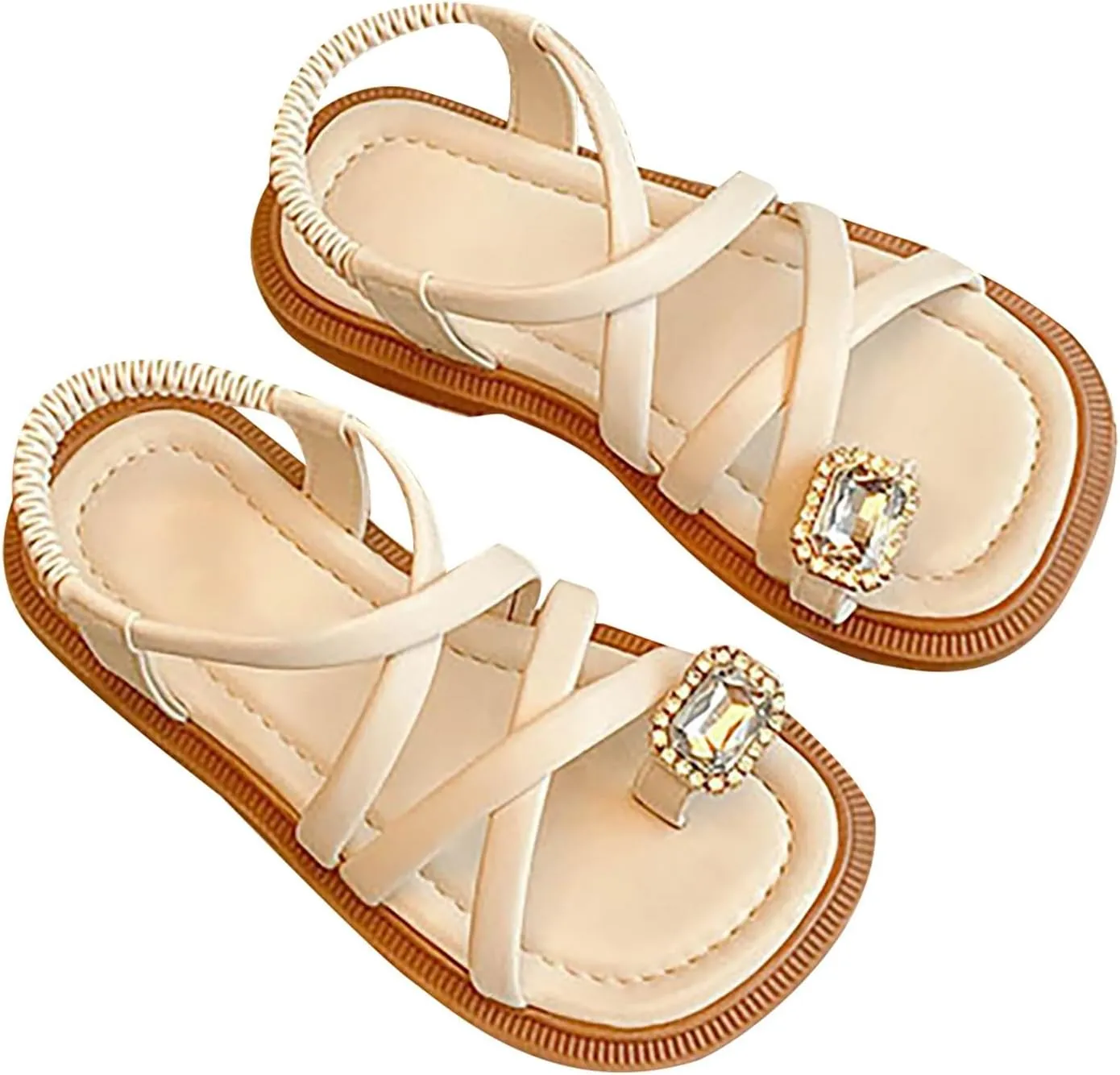 Leather Sandals for Girls Baby Girls Sandals Open Toe Cute No Heels Dress Sandals Strappy High Sandals for Girls