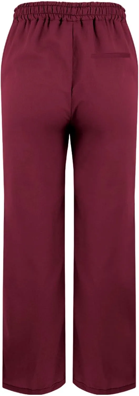 Linen Pants Women Harem Pant Casual Lightweight Palazzo Straight Leg Loose Elastic Waist Drawstring with Pockets