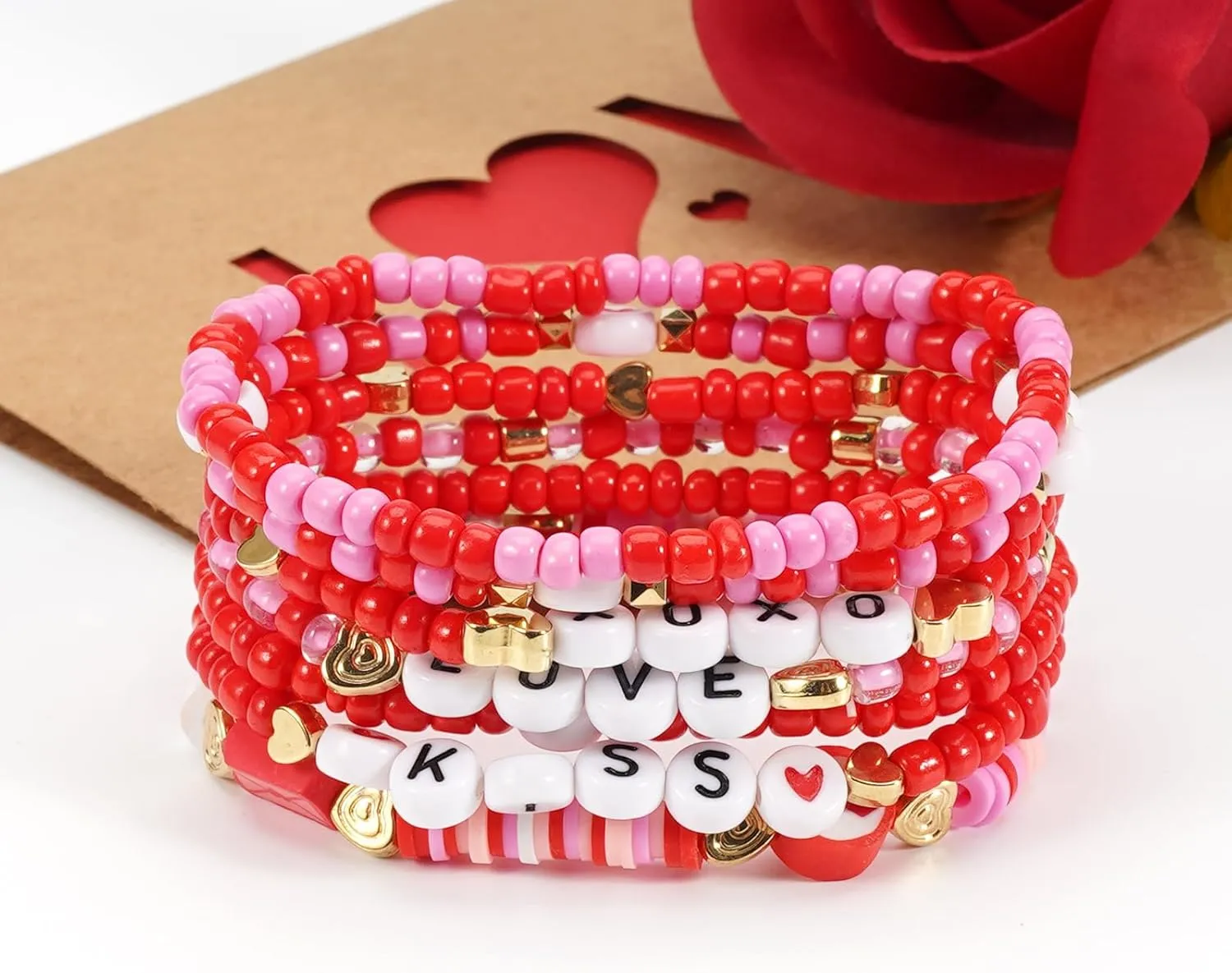 Lonext Bracelet for Women Polymer Clay Bead Bracelet Heishi Surfer Bracelets Set