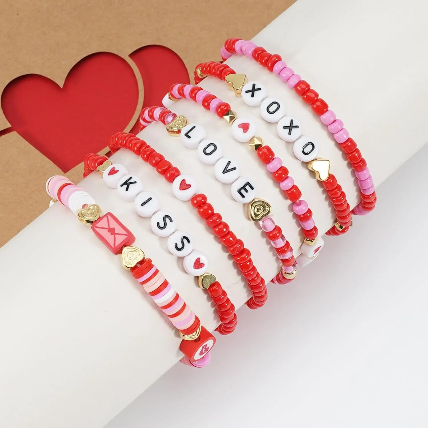 Lonext Bracelet for Women Polymer Clay Bead Bracelet Heishi Surfer Bracelets Set