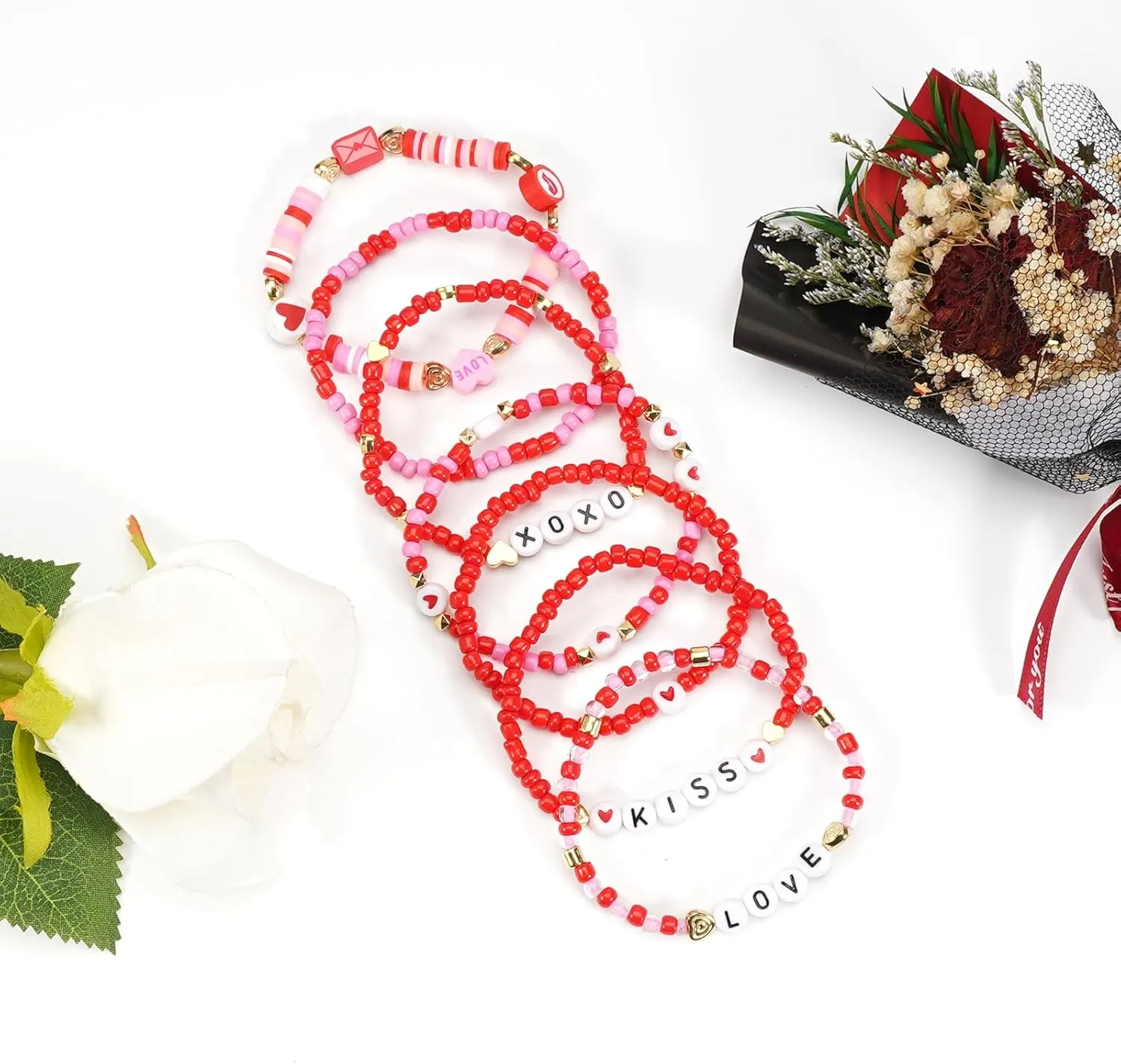 Lonext Bracelet for Women Polymer Clay Bead Bracelet Heishi Surfer Bracelets Set