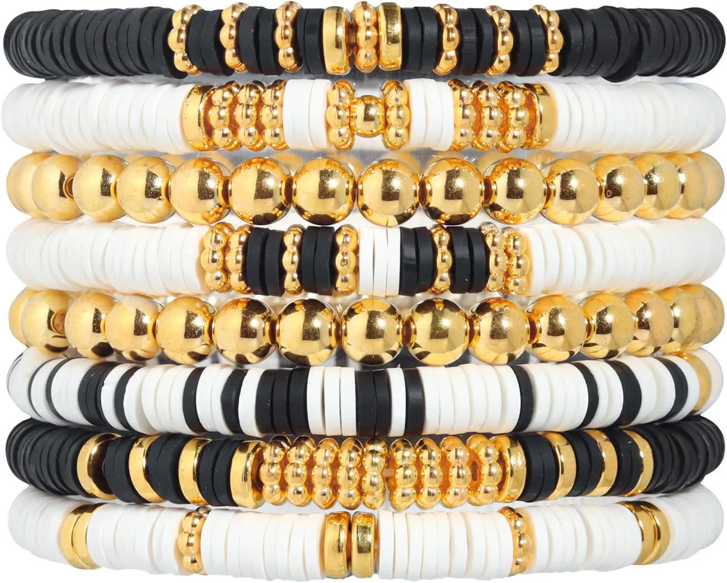 Mama Bracelet Mother's Day Birthday Holiday Gift Mom Beaded Bracelets For Women Stackable Beads Boho Bracelet Summer Beach Jewelry Set (Black)