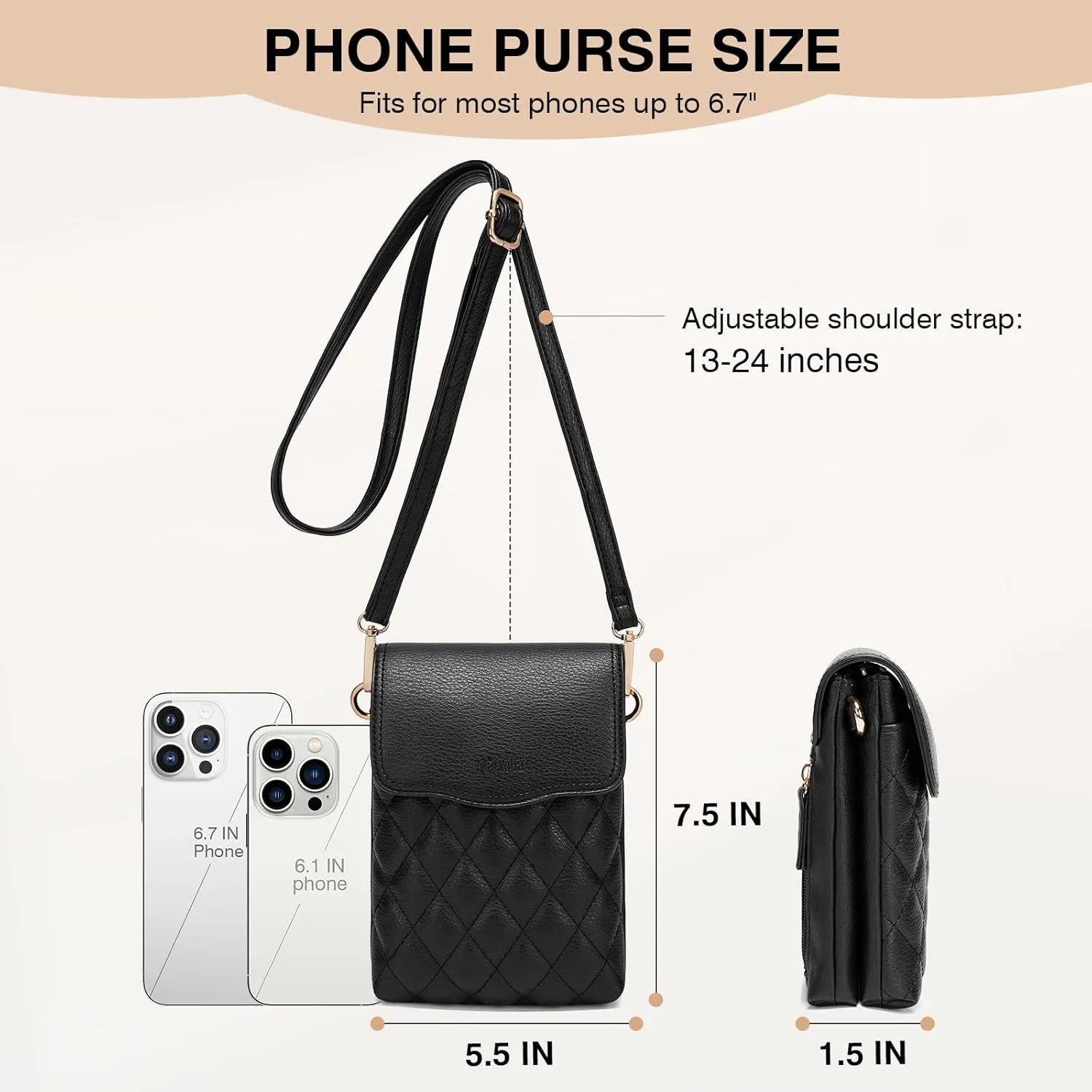 Marvolia Small Crossbody Bags for Women - Vegan Leather Crossbody Phone Purse Mini Cell Phone Bag for Traveling