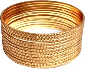 Meenakshi imitation Set of 12 Handcrafted Gold Plated Brass Thin Bangles Bollywood Designer Jewelry With Box Gift For Her Traditional Bangle Bracelets