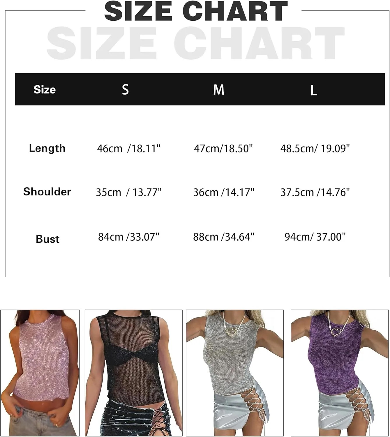 Meladyan Women Sexy Fishnet Knit Glittering Crop Tank Going Out Top Sheer Mesh Sleeveless Crewneck Solid Slim Cropped Tops
