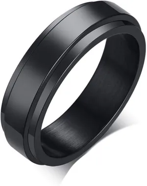 Men Women's Stainless Steel Anxiety Rotatable Ring Polished Statement Wedding Band