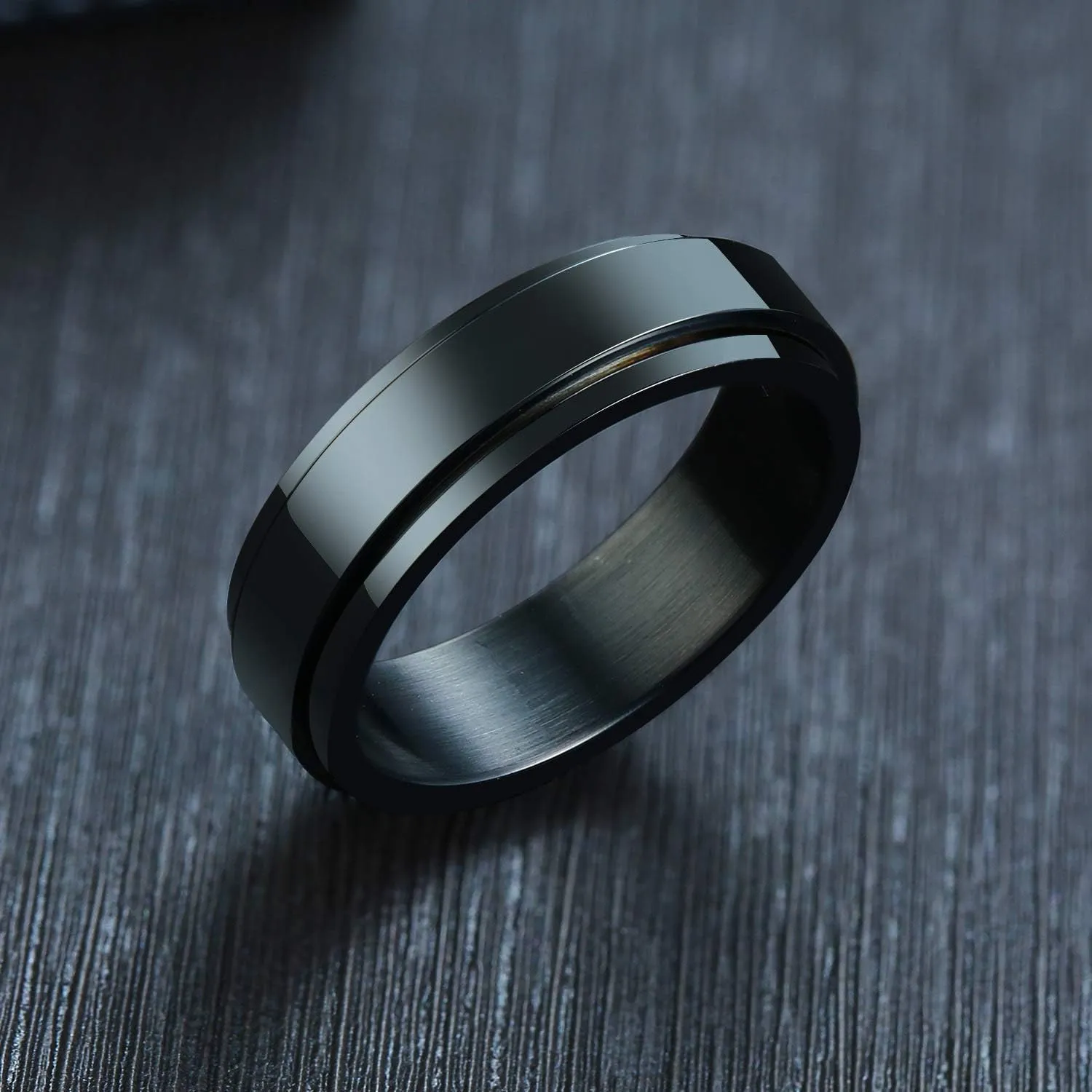 Men Women's Stainless Steel Anxiety Rotatable Ring Polished Statement Wedding Band
