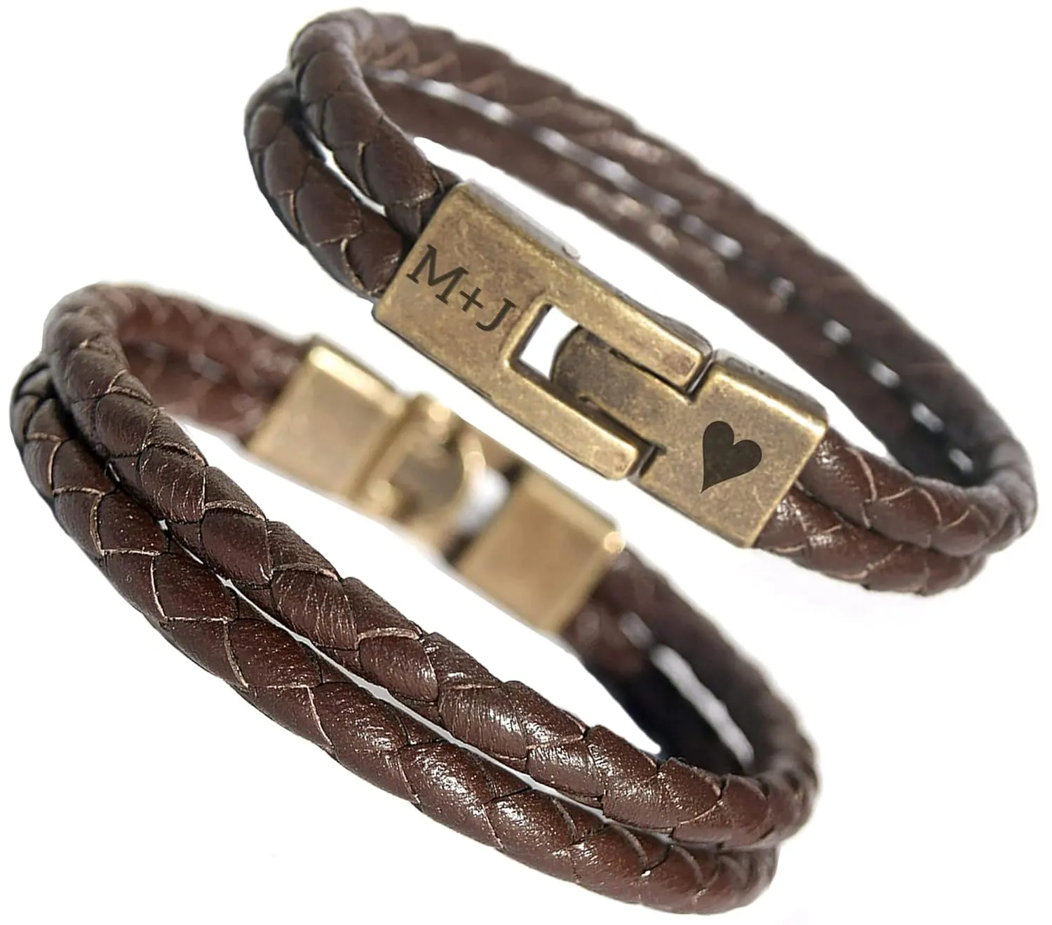 Mens Braided Leather Bracelet Personalized Brown Vintage Style Cuff Husband Gift, Handmade in Europe
