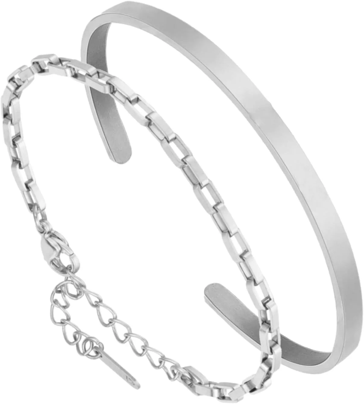 MILAKOO Gold/Silver Plated Stainless Steel Cuff Bracelets for Women Stack Thin Link Tennis Layered Bracelet Birthday Gift