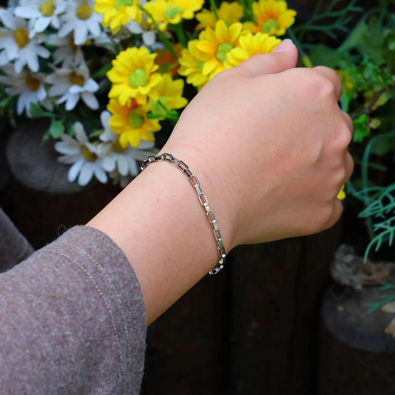 MILAKOO Gold/Silver Plated Stainless Steel Cuff Bracelets for Women Stack Thin Link Tennis Layered Bracelet Birthday Gift