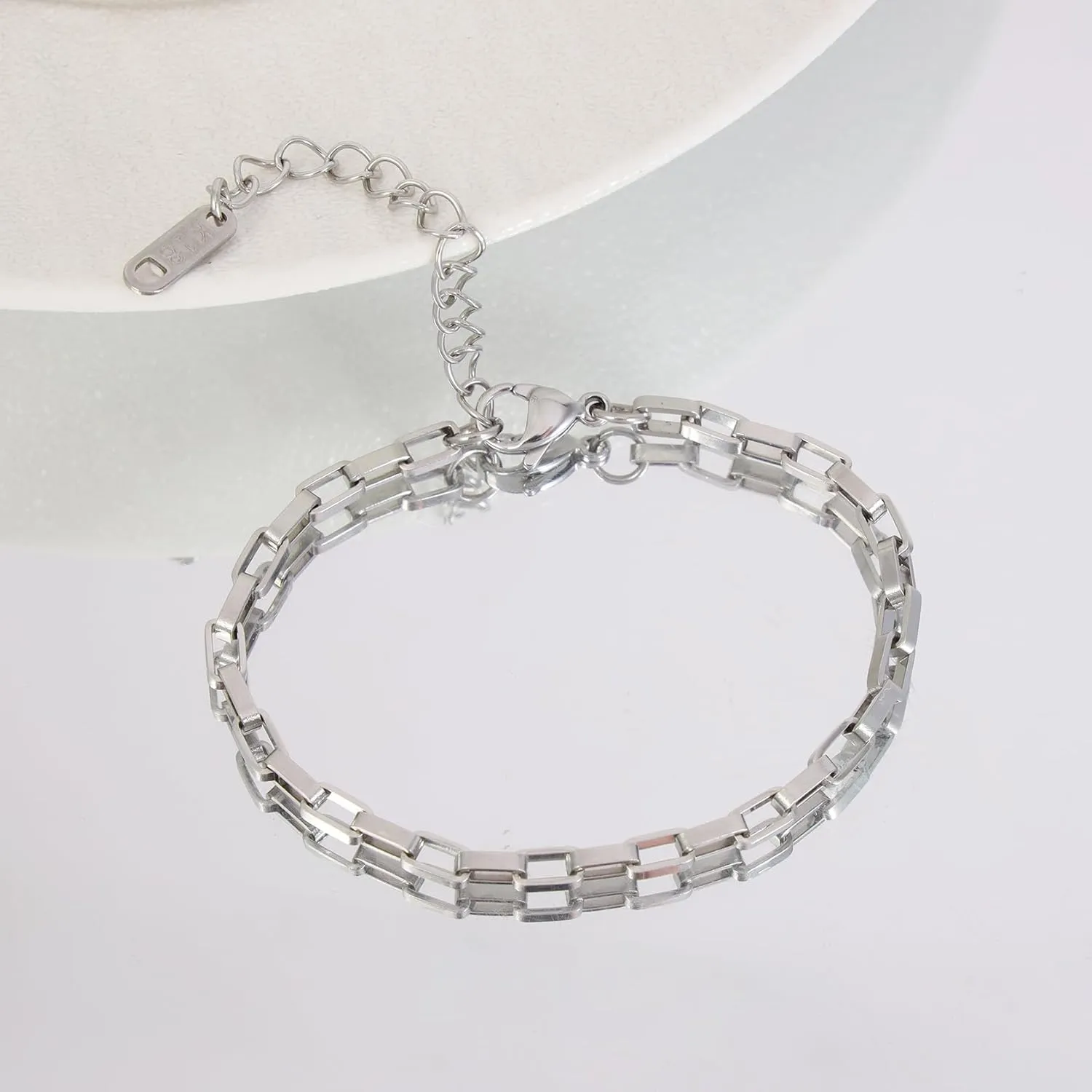MILAKOO Gold/Silver Plated Stainless Steel Cuff Bracelets for Women Stack Thin Link Tennis Layered Bracelet Birthday Gift