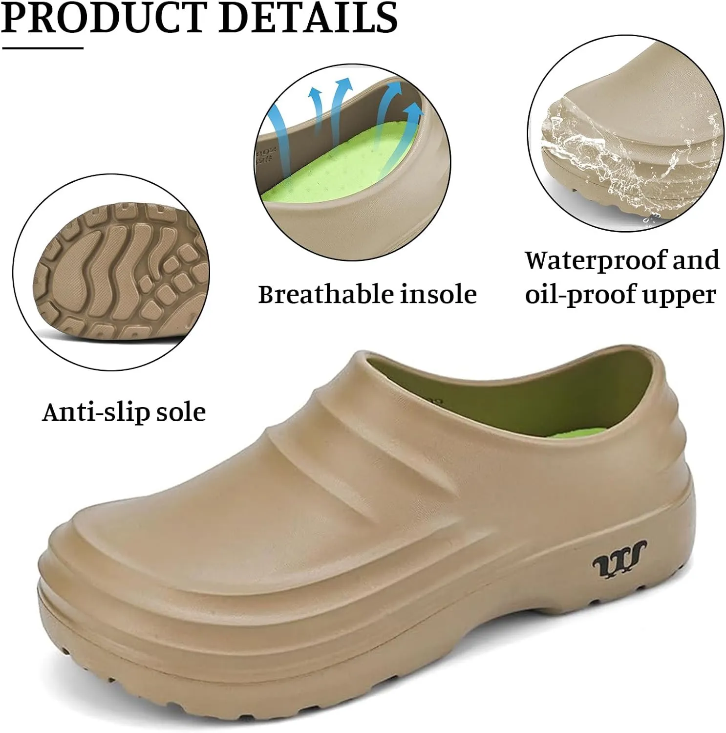 Mule Clog Women Men Comfortable Non Slip Resistant Work Shoes Waterproof Breathable Armadillo Clogs Ideal for Nurse Healthcare Kitchen Food Service Garden Unisex