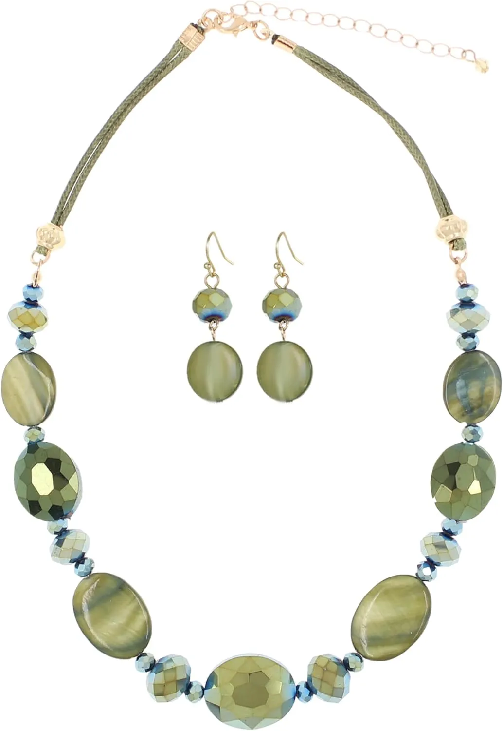 Multi Color Beaded Statement Necklace and Earrings for women Shiny Crystal Stone Beads Choker
