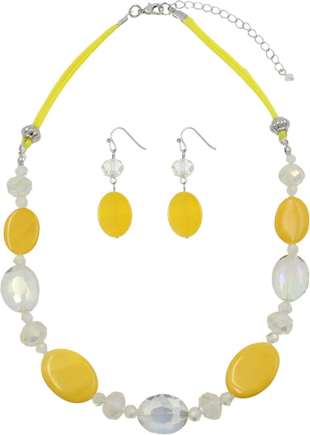 Multi Color Beaded Statement Necklace and Earrings for women Shiny Crystal Stone Beads Choker