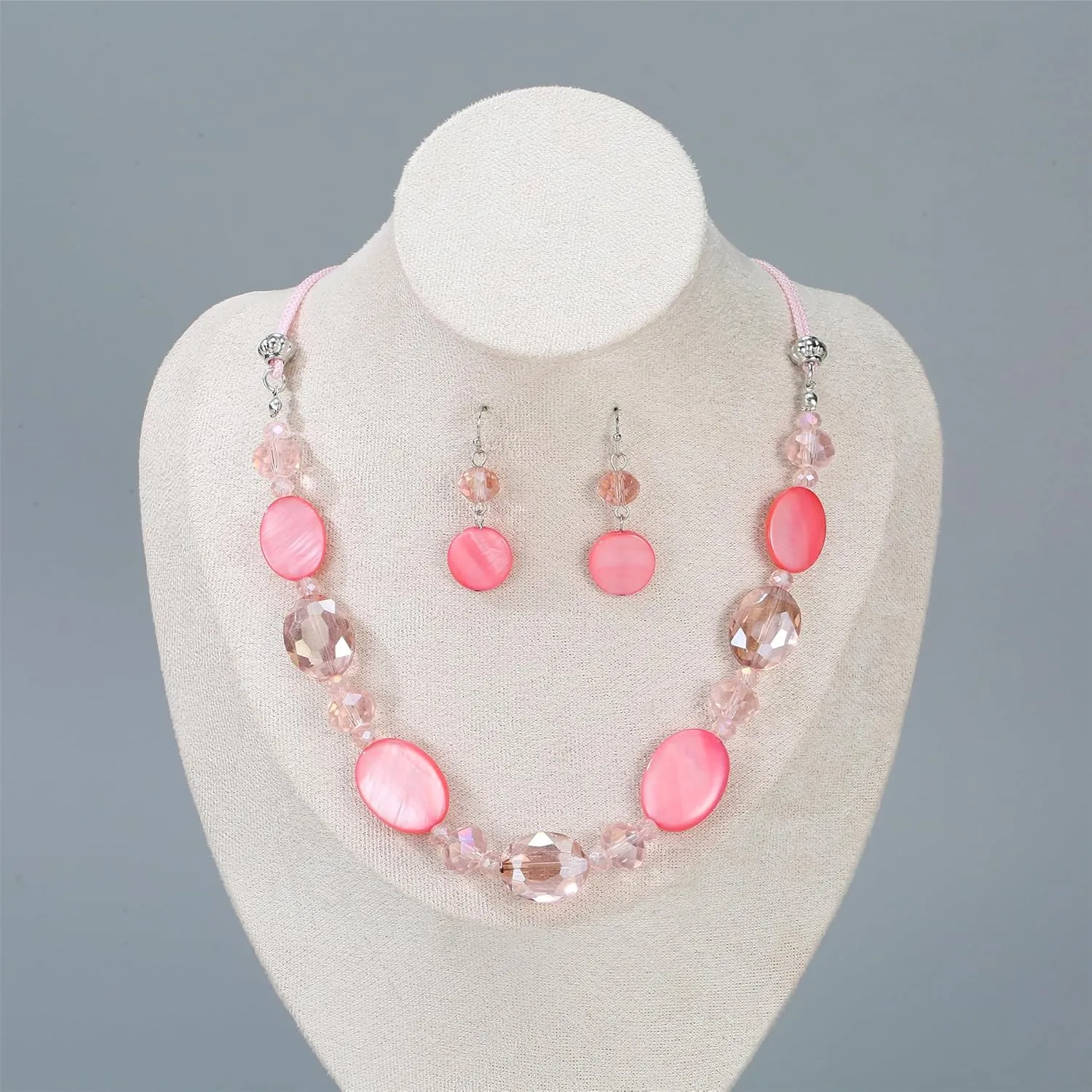 Multi Color Beaded Statement Necklace and Earrings for women Shiny Crystal Stone Beads Choker