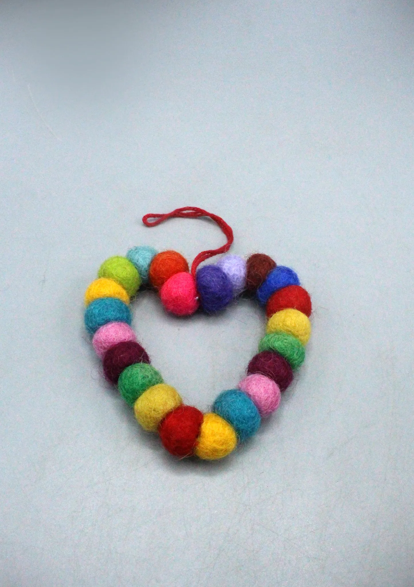 Multi Color Felt Ball Heart Wall Hanging Decor