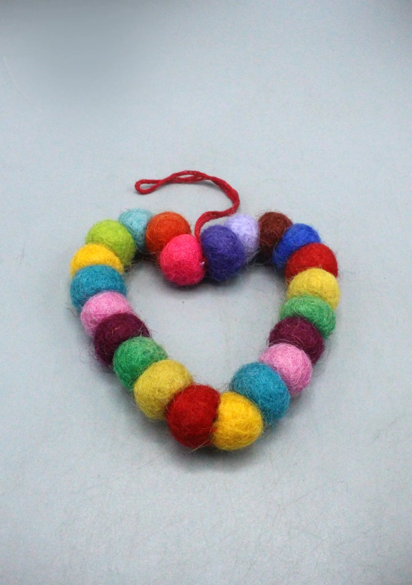 Multi Color Felt Ball Heart Wall Hanging Decor