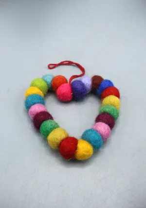 Multi Color Felt Ball Heart Wall Hanging Decor