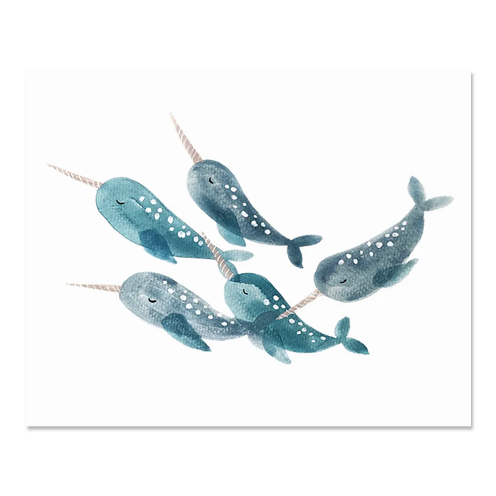 Narwhal Landscape Shower Curtain