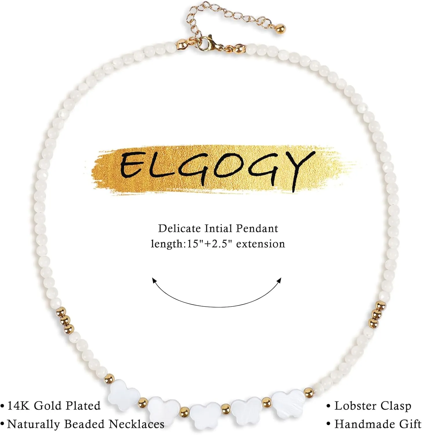 Necklace for Women Mother of Pearl Necklaces Trendy Beaded Choker for Women 14K Gold Plated Jewelry Gifts for Women Mon Daughter Birthday Gifts Handmade Puka shell necklace