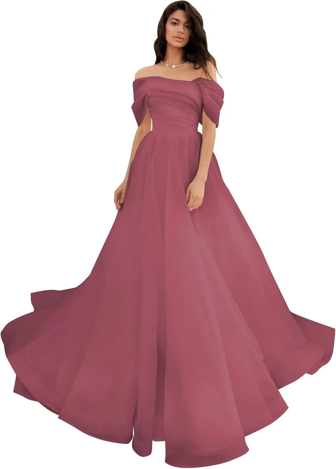 Off Shoulder Tulle Wedding Dresses Puffy Prom Dresses Long Ball Gown Dresses for Women