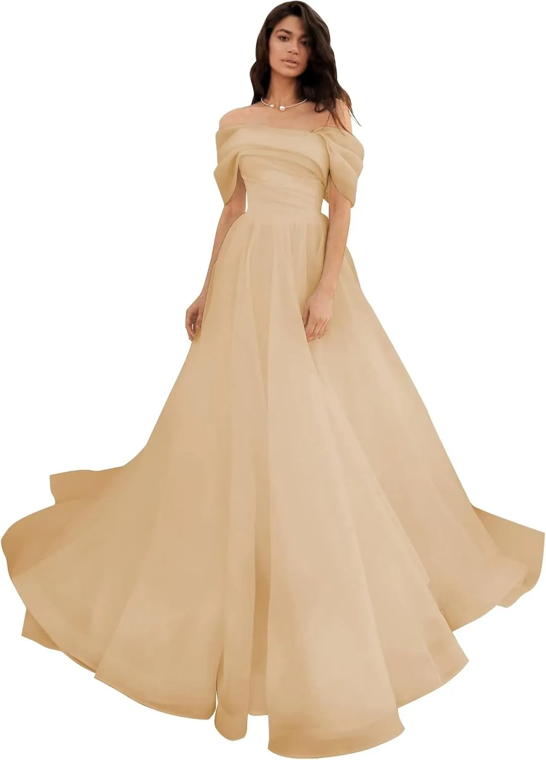 Off Shoulder Tulle Wedding Dresses Puffy Prom Dresses Long Ball Gown Dresses for Women