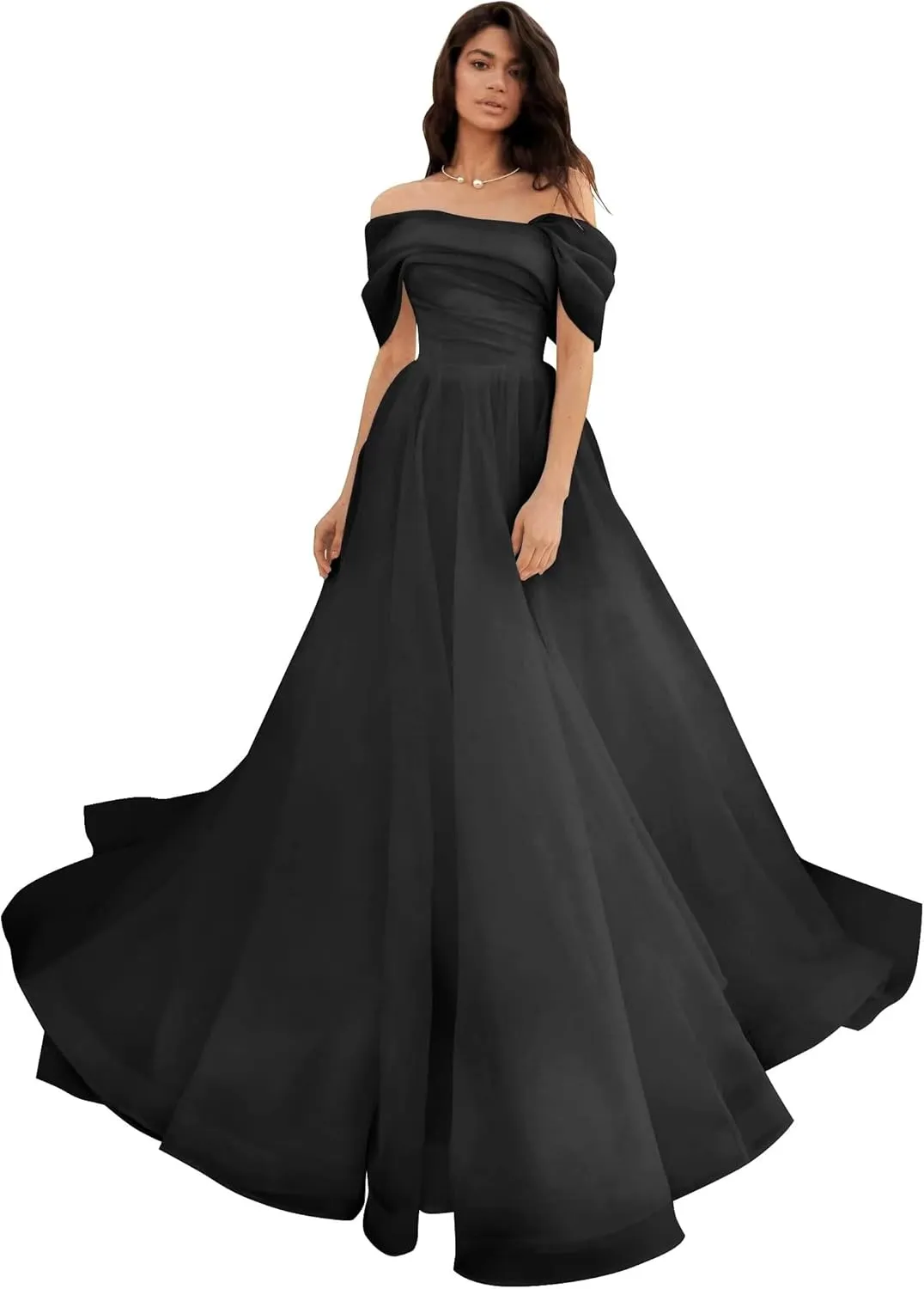 Off Shoulder Tulle Wedding Dresses Puffy Prom Dresses Long Ball Gown Dresses for Women
