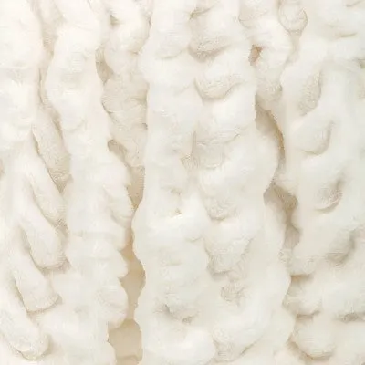 Open Box - 50"x60" Ruched Faux Rabbit Fur Throw Blanket Cream - Threshold
