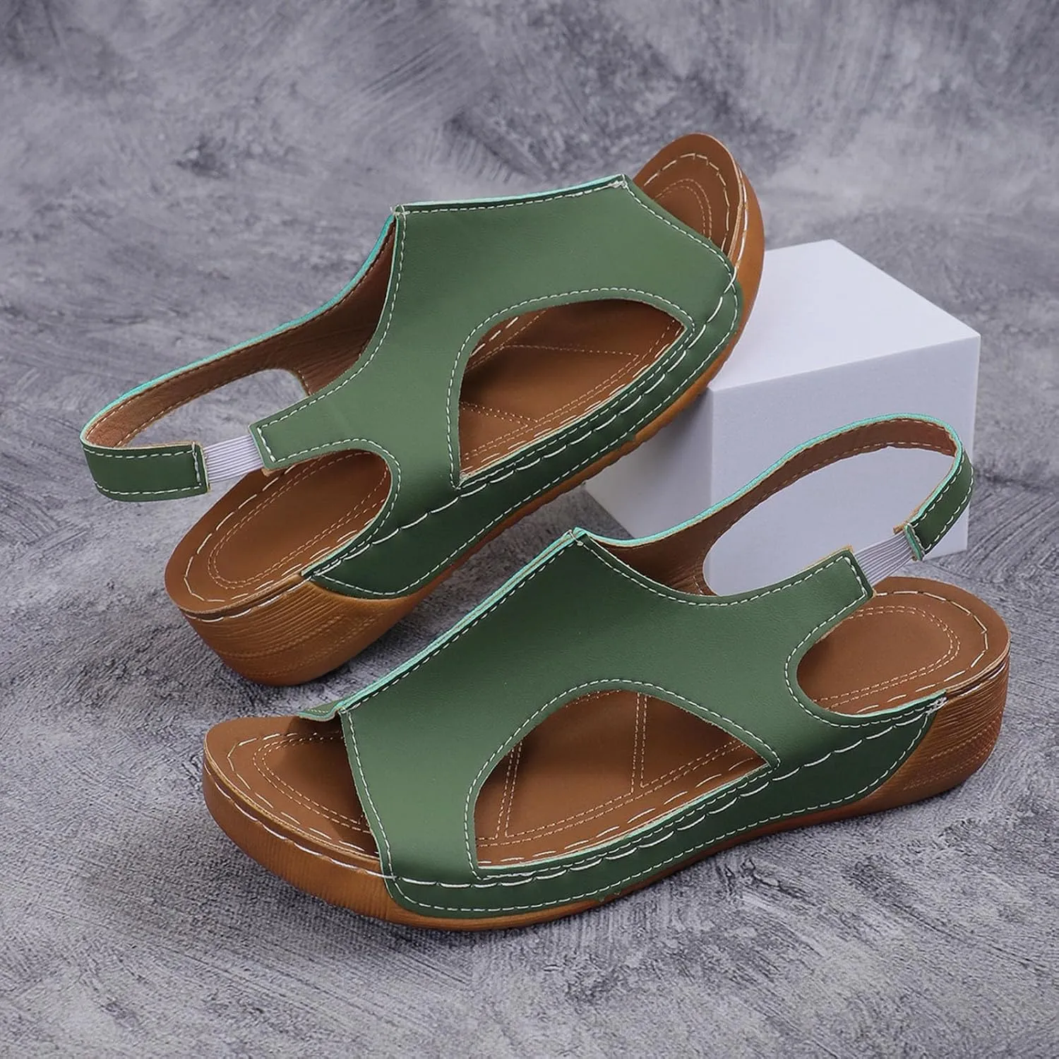 Orthopedic Sandals for Women Summer, Arch Support Lightweight Platform Wedge Sandals, Comfort Damping Sole Upgradation Stretch Casual Shoes with Ankle Strap