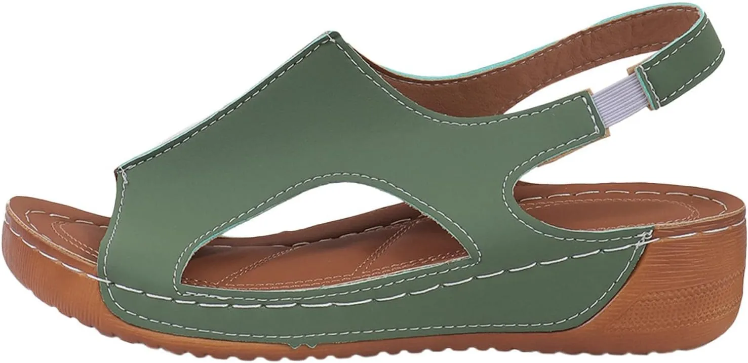 Orthopedic Sandals for Women Summer, Arch Support Lightweight Platform Wedge Sandals, Comfort Damping Sole Upgradation Stretch Casual Shoes with Ankle Strap