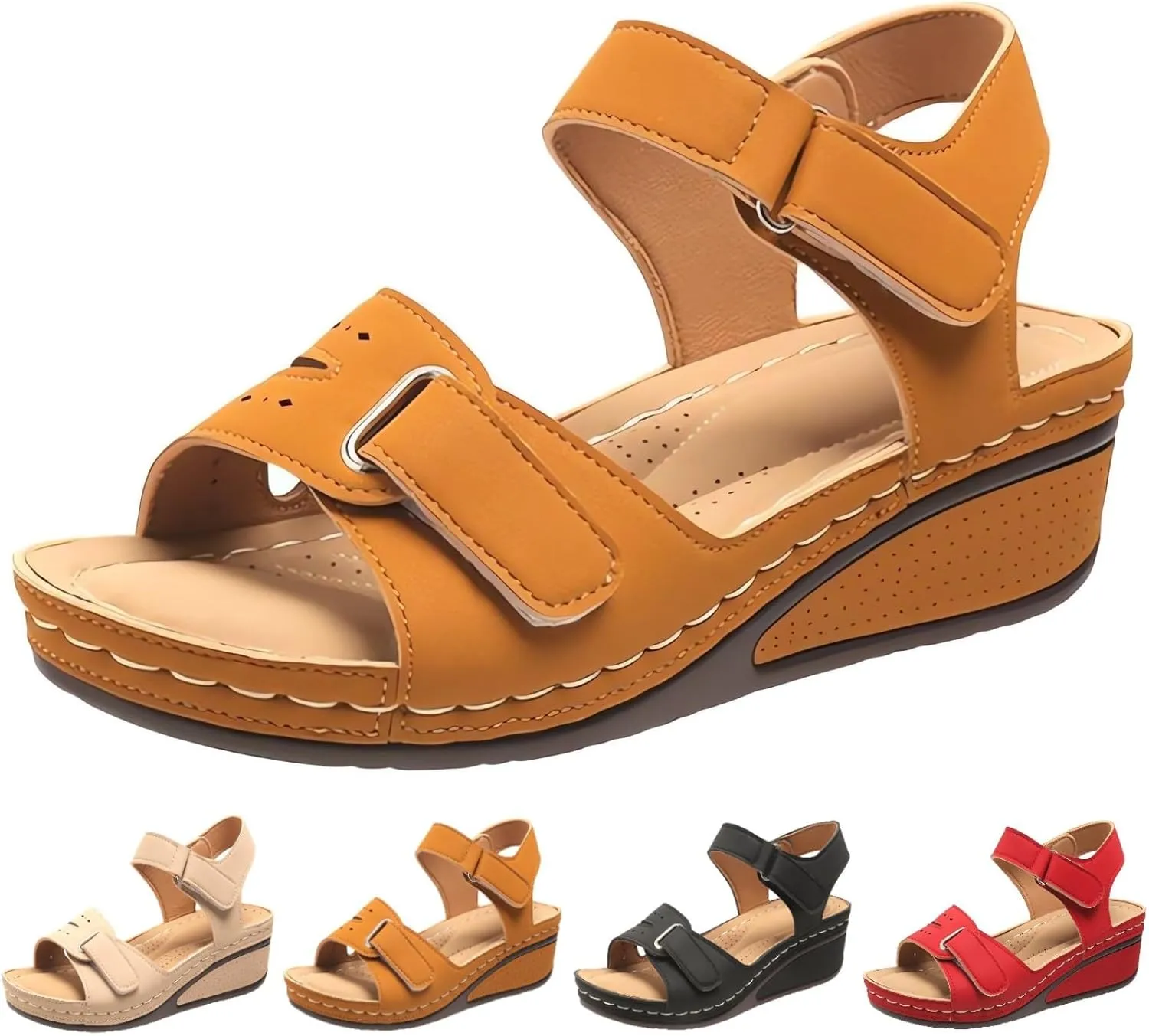 Orthopedic Wedge Sandals for Women 2025 Dressy Summer,Womens Walking Sandals with Arch Support Anti-Slip Comfortable Sandal Casual Shoes Women Ankle Strap Low Wedges Walking Slippers
