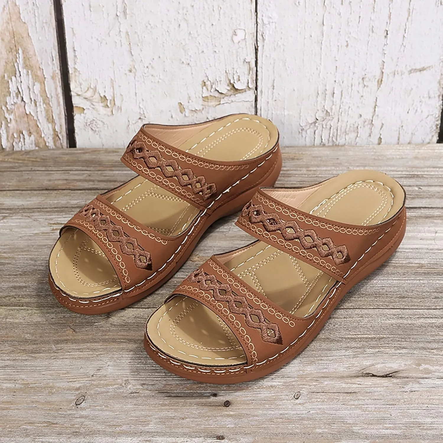 Orthopedic Wedge Sandals for Women 2025 Summer Casual Open Toe Backless Fish Mouth Thick Sole Sandals Breathable Non Slip Beach Walking Fashionable Comfortable Outdoor Shoes
