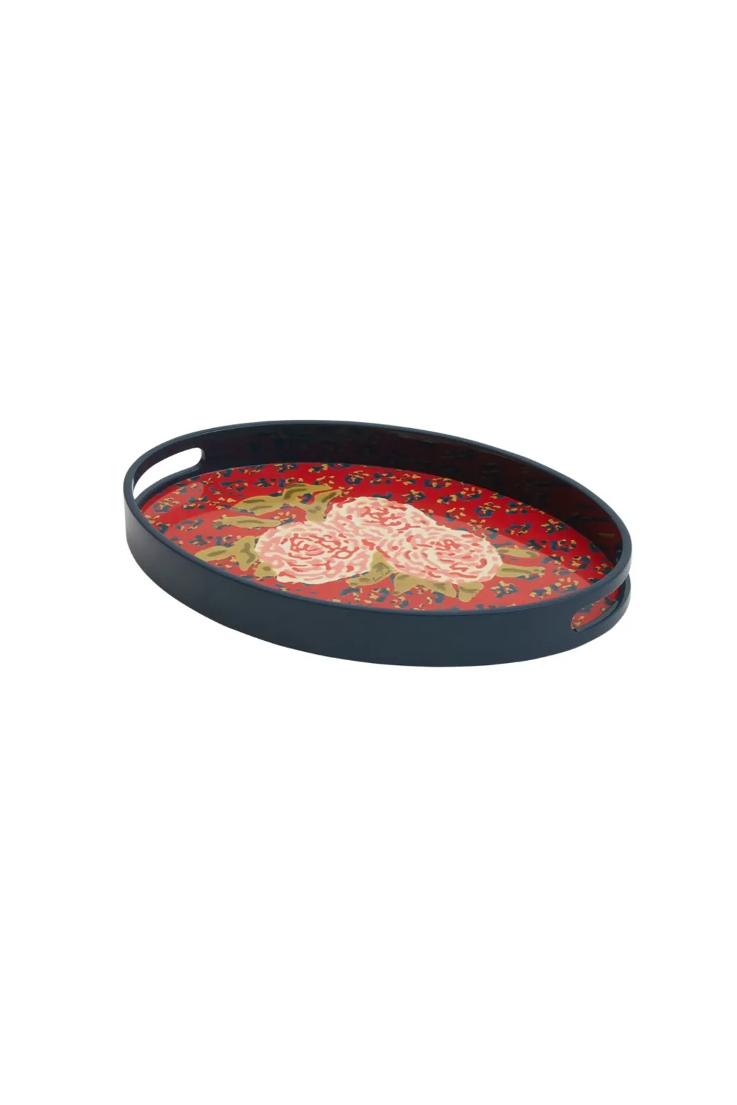 Oval Leopard Tray in Red