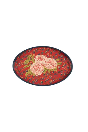 Oval Leopard Tray in Red
